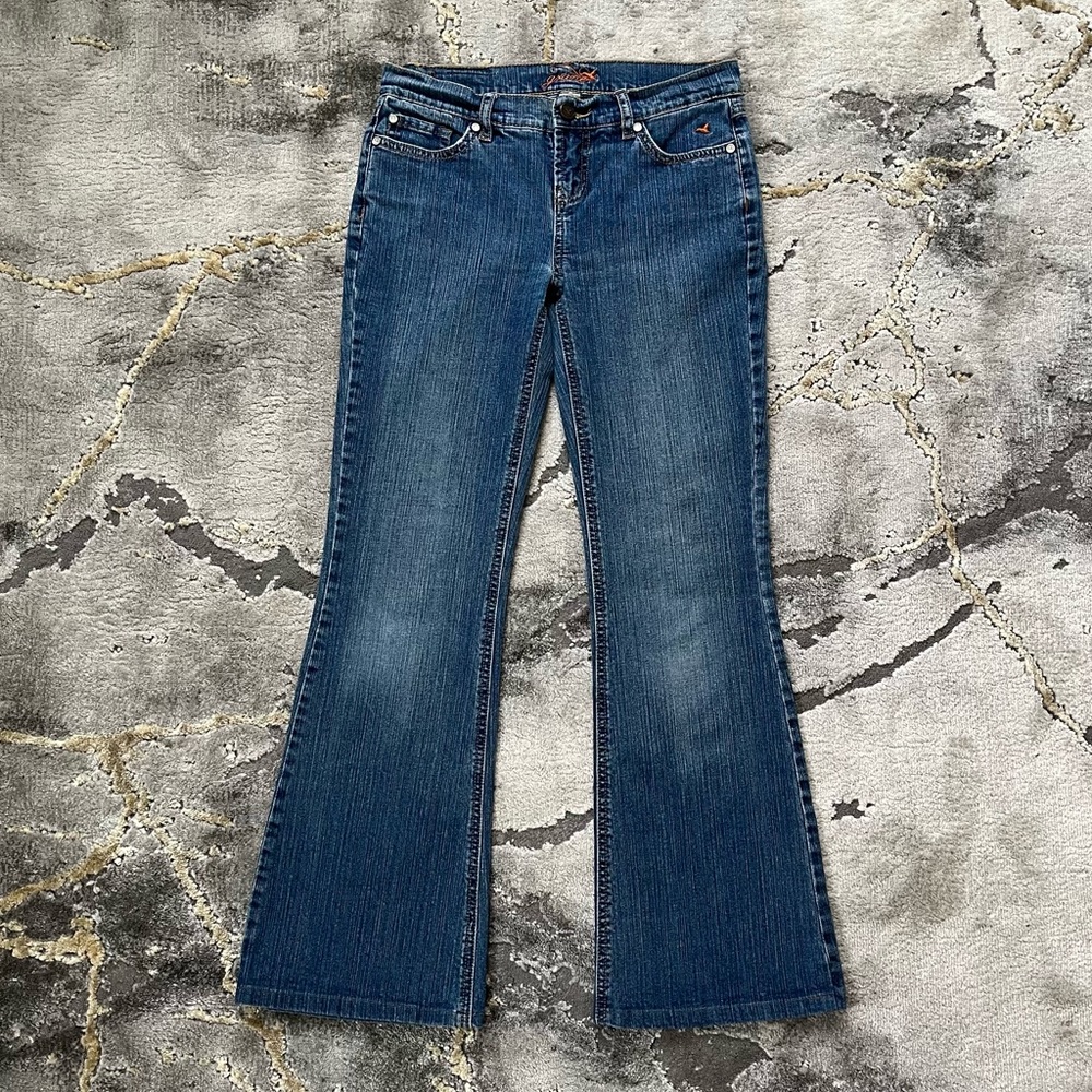 Vintage Grane y2k low rise medium-wash faded flare jeans 🧡
